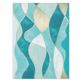 抽象芸術エレガント金ゴールド波&ティール(緑がかった色)大理石グランジ | テーブルクロス (正面)