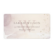 抽象芸術エレガント金ゴールド紫モノグラムアドレス ラベル (正面)