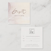 抽象芸術エレガント金ゴールド紫ロゴギフト証明書 スクエア名刺 (正面/裏面)