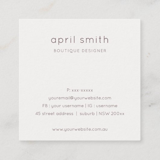 抽象芸術エレガント金ゴールド紫光沢ありがとうご注文 スクエア名刺 (裏面)