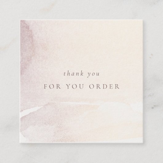 抽象芸術エレガント金ゴールド紫光沢ありがとうご注文 スクエア名刺 (正面)