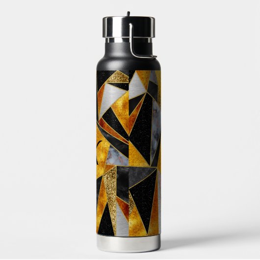 抽象芸術エレガント金ゴールド黒 ウォーターボトル (左面)