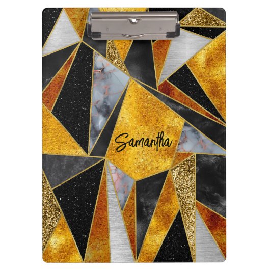 抽象芸術エレガント金ゴールド黒 クリップボード (正面)