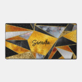 抽象芸術エレガント金ゴールド黒 デスクマット (正面)