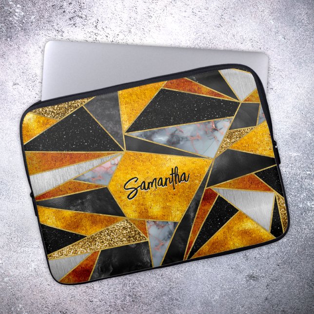 抽象芸術エレガント金ゴールド黒 ラップトップスリーブ (クリエイターアップロード済み)