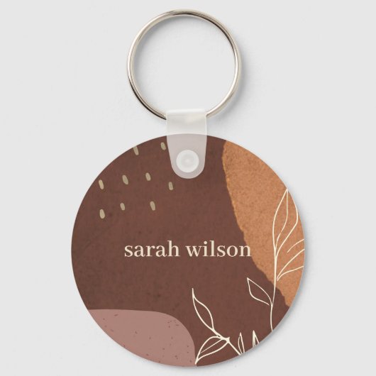 抽象芸術エレガント錆び茶色のオレンジ色の葉 キーホルダー (正面)