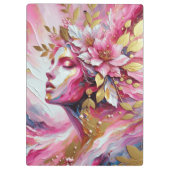 抽象芸術エレガント顔ピンク離れポスター クリップボード (裏面)