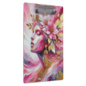 抽象芸術エレガント顔ピンク離れポスター クリップボード (右)