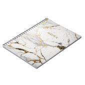 抽象芸術エレガント黒白金ゴールド大理石 ノートブック (左側)