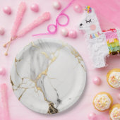 抽象芸術エレガント黒白金ゴールド大理石 ペーパープレート (パーティー)