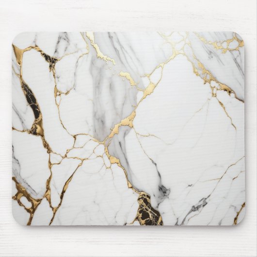 抽象芸術エレガント黒白金ゴールド大理石 マウスパッド (正面)