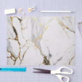 抽象芸術エレガント黒白金ゴールド大理石 薄葉紙 (クラフト)