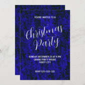抽象芸術エレクトリックブルークリスマスパーティーホリデー 招待状 (正面/裏面)