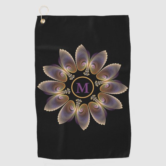 抽象芸術エンジェルウイングマンダラフラクタルモノグラム ゴルフタオル (正面)