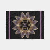 抽象芸術エンジェルウイングマンダラフラクタルモノグラム フリースブランケット (正面(横))