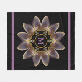 抽象芸術エンジェルウイングマンダラフラクタルモノグラム フリースブランケット (正面(横))