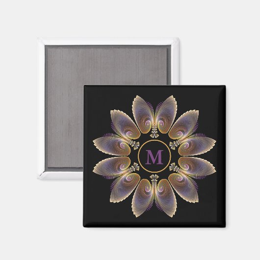 抽象芸術エンジェルウイングマンダラフラクタルモノグラム マグネット (正面/裏面)