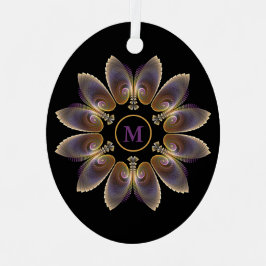 抽象芸術エンジェルウイングマンダラフラクタルモノグラム メタルオーナメント