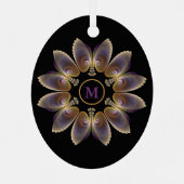 抽象芸術エンジェルウイングマンダラフラクタルモノグラム メタルオーナメント (裏面)