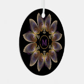 抽象芸術エンジェルウイングマンダラフラクタルモノグラム メタルオーナメント (正面右)