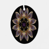 抽象芸術エンジェルウイングマンダラフラクタルモノグラム メタルオーナメント (正面左)