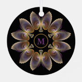 抽象芸術エンジェルウイングマンダラフラクタルモノグラム メタルオーナメント (裏面)