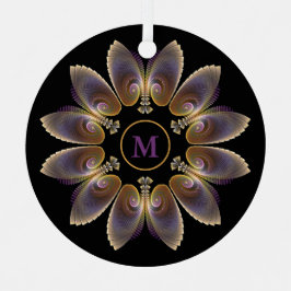 抽象芸術エンジェルウイングマンダラフラクタルモノグラム メタルオーナメント