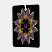抽象芸術エンジェルウイングマンダラフラクタルモノグラム メタルオーナメント (正面左)