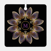 抽象芸術エンジェルウイングマンダラフラクタルモノグラム メタルオーナメント (裏面)