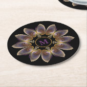 抽象芸術エンジェルウイングマンダラフラクタルモノグラム ラウンドペーパーコースター (アングル)