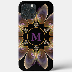 抽象芸術エンジェルウイングマンダラフラクタルモノグラム iPhone 13 PRO MAXケース