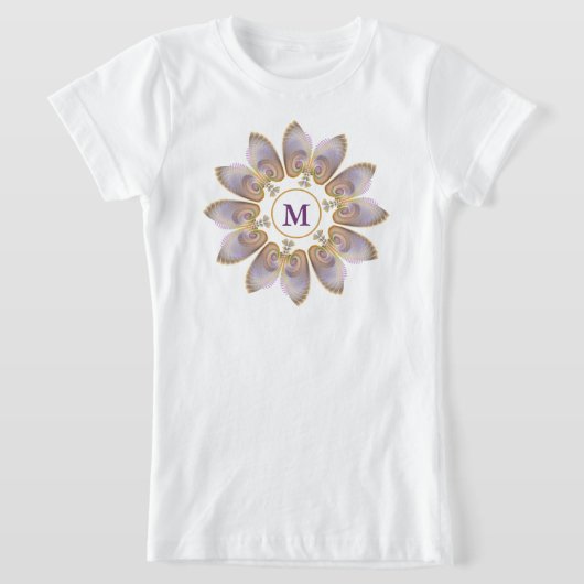 抽象芸術エンジェルウイングマンダラフラクタルモノグラム Tシャツ (レイダウン)