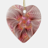 抽象芸術エンジェルカラフルファンタジーフラクタルアートハート セラミックオーナメント (右)