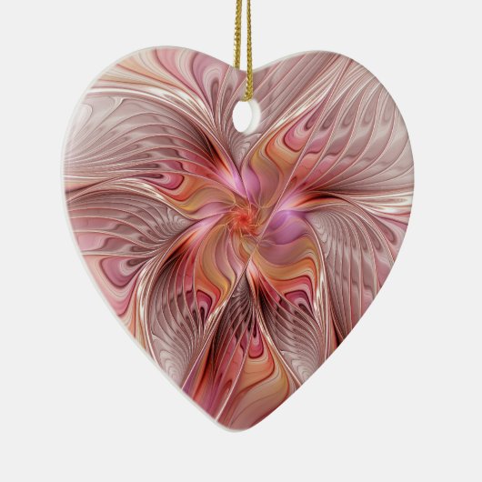 抽象芸術エンジェルカラフルファンタジーフラクタルアートハート セラミックオーナメント (右)