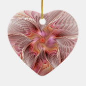 抽象芸術エンジェルカラフルファンタジーフラクタルアートハート セラミックオーナメント (裏面)