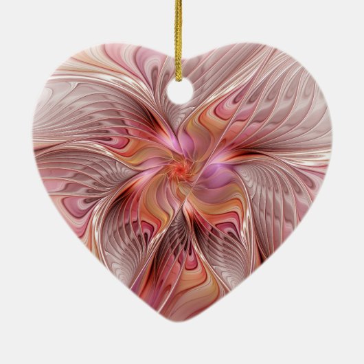 抽象芸術エンジェルカラフルファンタジーフラクタルアートハート セラミックオーナメント (裏面)