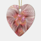抽象芸術エンジェルカラフルファンタジーフラクタルアートハート セラミックオーナメント (左)