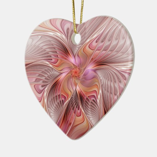 抽象芸術エンジェルカラフルファンタジーフラクタルアートハート セラミックオーナメント (左)