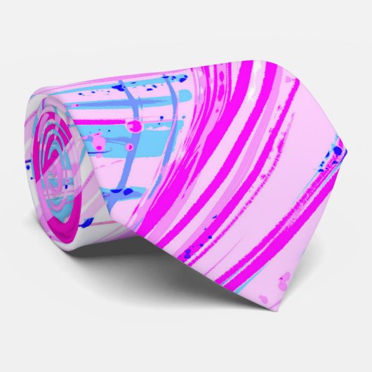 抽象芸術エンチャントガーデンピンク白 ネクタイ (ロール)