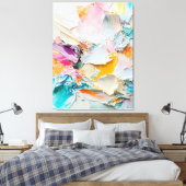 抽象芸術オイルペインティングインパステルシェード キャンバスプリント (インサイチュ (寝室))