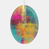 抽象芸術オイル塗装、表現の背景。 ガラスオーナメント (正面左)