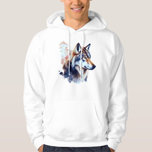 抽象芸術オオカミのヘッドウォーター絵画カラー パーカ (正面)