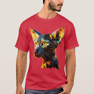 抽象芸術オリエンタルショートエアキャットポートレート Tシャツ