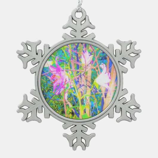 抽象芸術オリエンタルライズインマイルビオガーデン スノーフレークピューターオーナメント (正面)