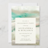 抽象芸術オリーブグリーンウォーターカラー婚約パーティ 招待状 (正面)