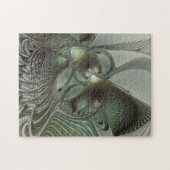 抽象芸術オリーブグリーングレーフラクタルアートファンタジー ジグソーパズル (横)