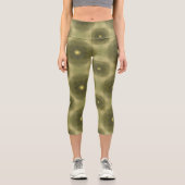 抽象芸術オリーブグリーン花シームレスパターン カプリレギンス (正面)