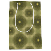 抽象芸術オリーブグリーン花シームレスパターン ミディアムペーパーバッグ (正面)