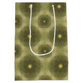 抽象芸術オリーブグリーン花シームレスパターン ミディアムペーパーバッグ (裏面)