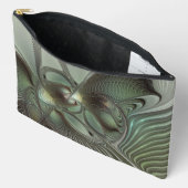 抽象芸術オリーブセージ緑グレーフラクタルアートファンタジー アクセサリーポーチ (見開き)